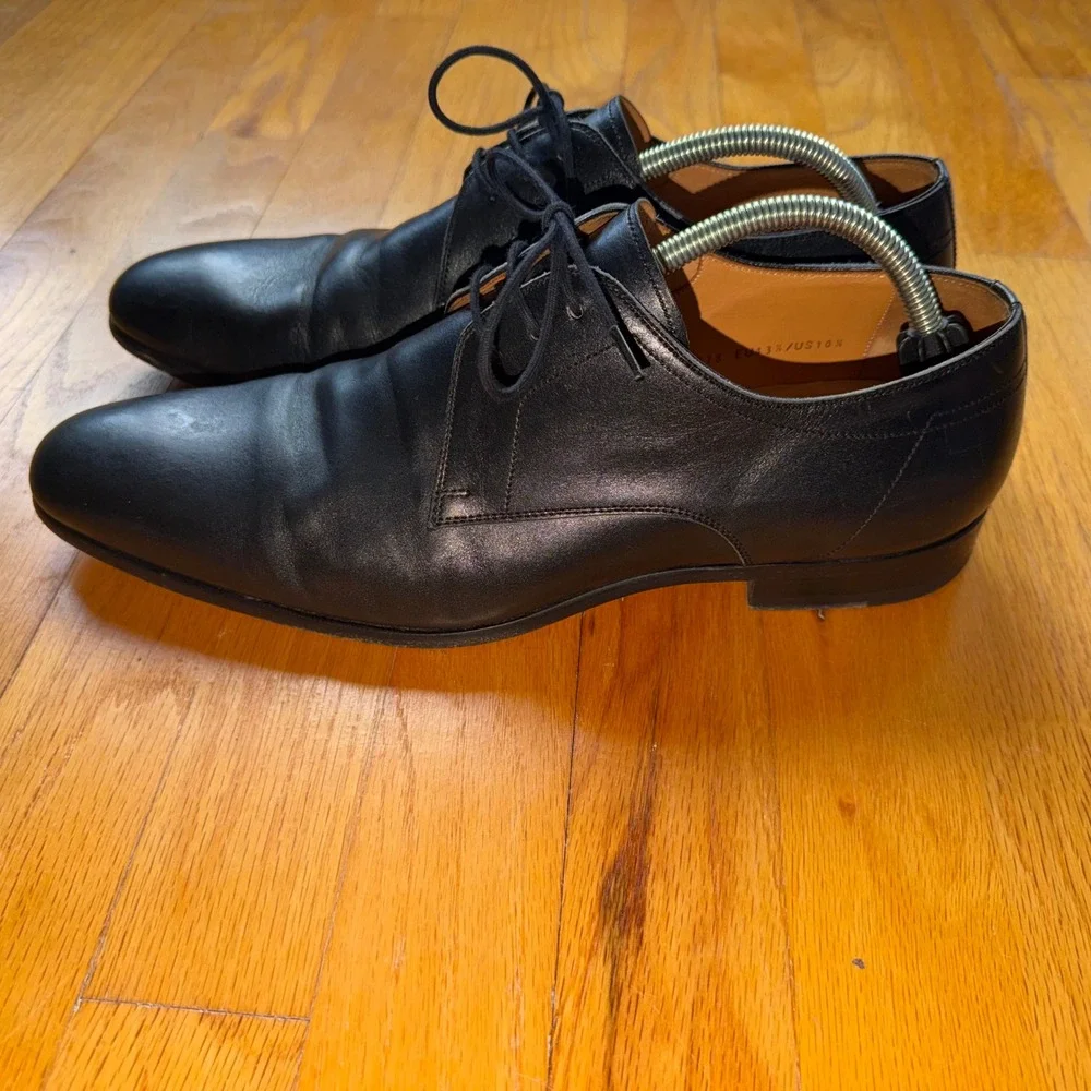 Magnanni Flex Black Leather Derby Dress Shoes EU 43.5 US 10.5 Old Money Spain